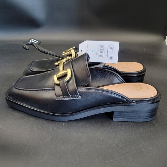 Time and Tru Women's Backless Loafer Mules 11 M Black NWT Memory Foam Comfort - Picture 2 of 7